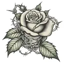 rose with barbed wire tattoo design idea