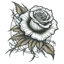 rose with barbed wire tattoo design idea