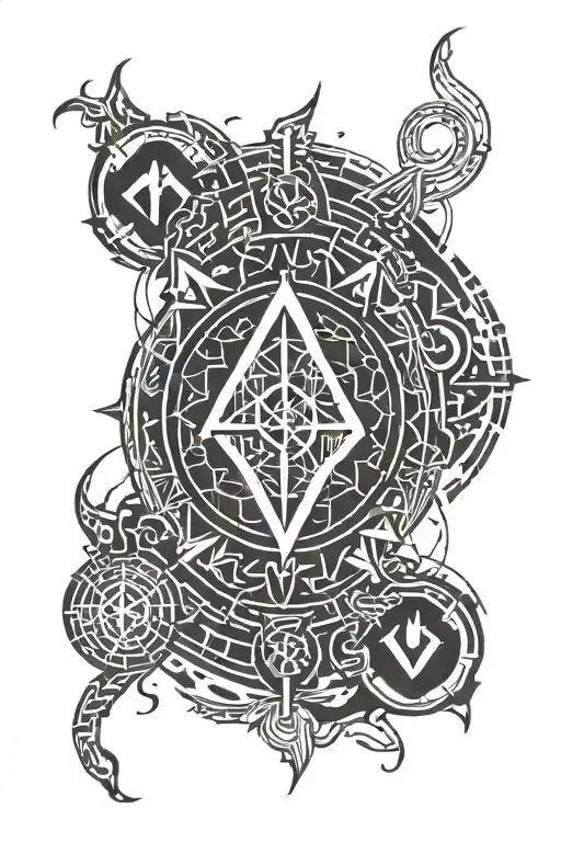 The seal of Veles is above each claw of the rune tattoo design idea