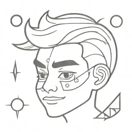 kawaii 1950s male character tattoo design idea