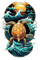 ocean waves sea turtle tattoo design idea