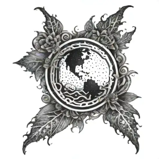 circle death to life tattoo design idea