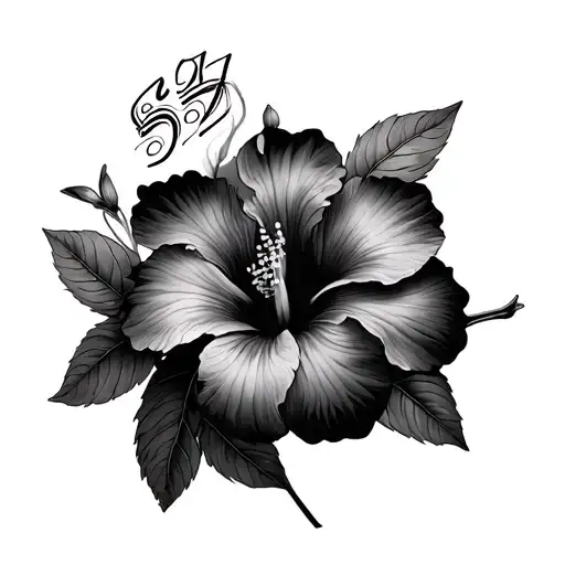 habiscus and the number 555 inside tattoo design idea