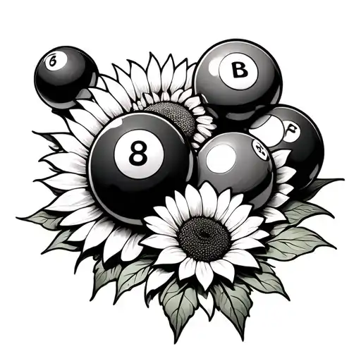 sunflower pool balls and bingo dabber  tattoo design idea