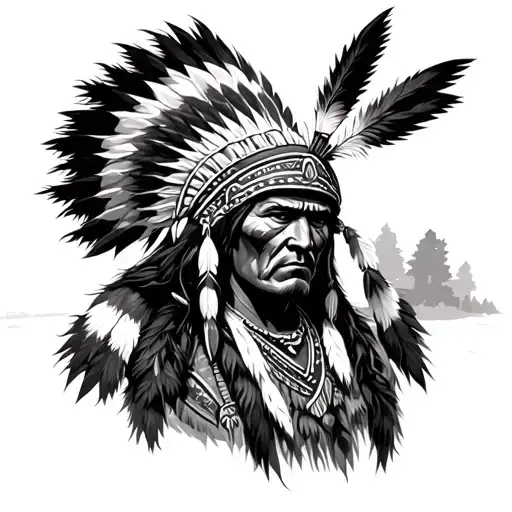 Native American warrior tattoo design idea