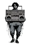an entity carrying boombox tattoo design idea