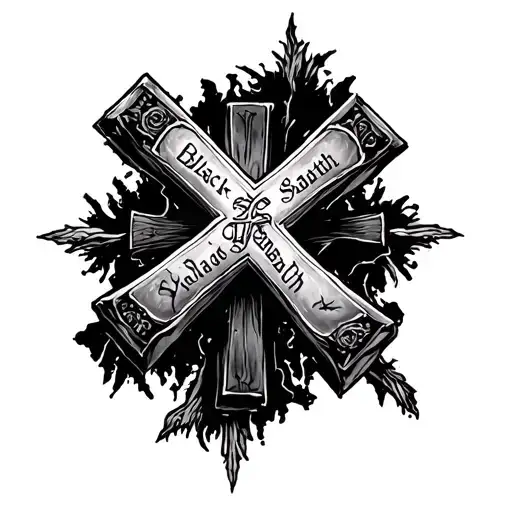 black sabbath cross tattoo design idea