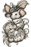 mouse sitting inside pumpkin tattoo design idea