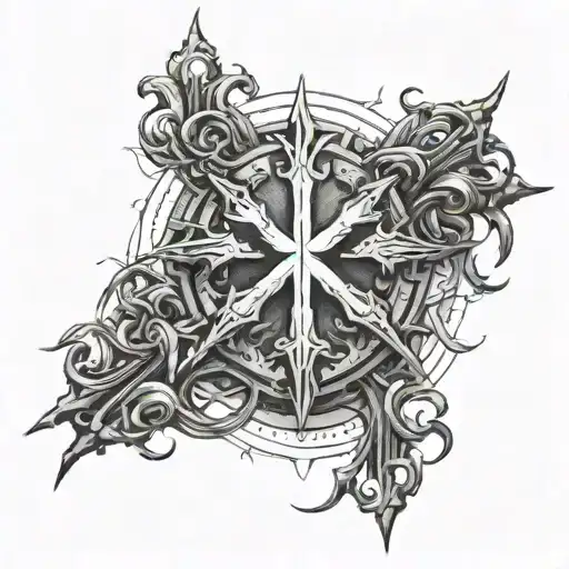design a tatoo for me using cross bible quote for courage and crown of thorns  tattoo design idea