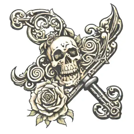 skeleton key "ain't no switching up " written tattoo design idea
