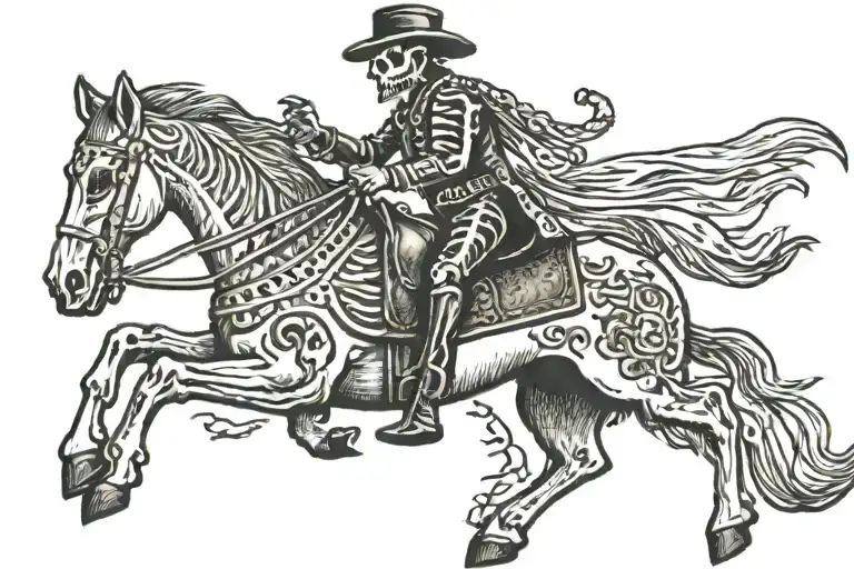 skeleton on horse tattoo design idea