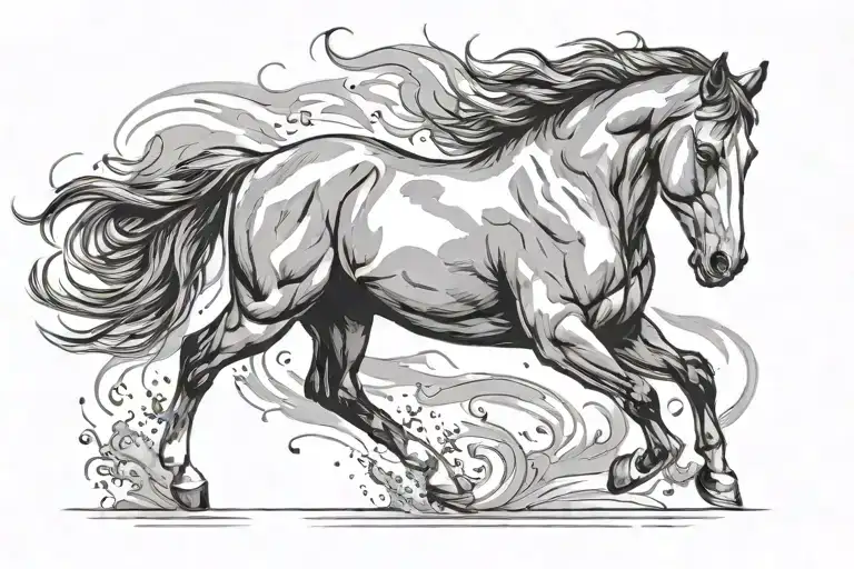 horse running tattoo design idea