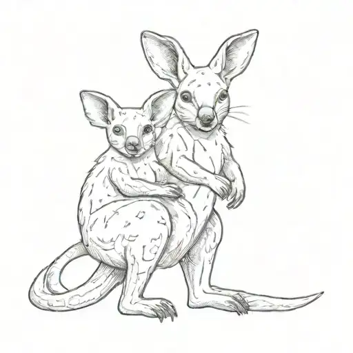 a kangaroo and a koala tattoo design idea