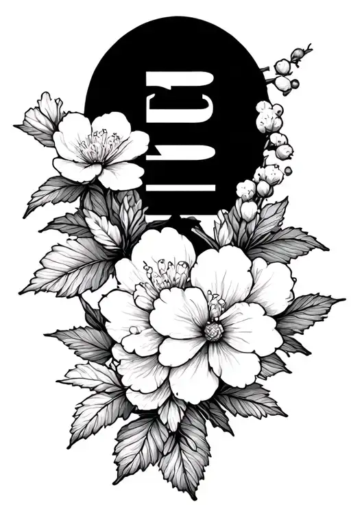 Sakura Japanese flowers with the word "BBAsh" written with them tattoo design idea