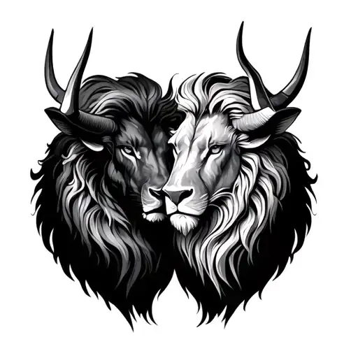 Leo and taurus zodiac sign tattoo design idea