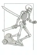 skeleton carrying chainsaw man tattoo design idea