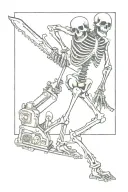skeleton carrying chainsaw man tattoo design idea