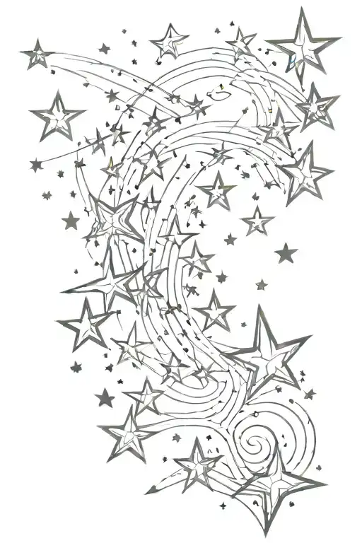 overlapping shooting stars tattoo design idea