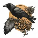 crow and cemetery tattoo design idea