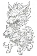 cerberus angry wolf tattoo design idea