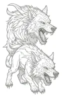 cerberus angry wolf tattoo design idea