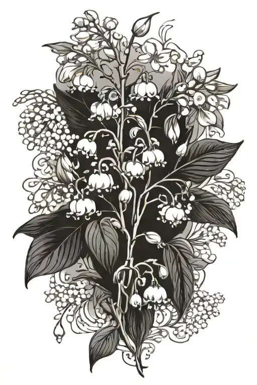 Lily of the Valley, Hawthorne flower, Aster, Morning Glory  tattoo design idea