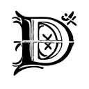 Letter "D" in cursive writing combined with a cross tattoo design idea