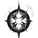 magic circle, mushoku tensei, futuristic, grungy, ancient, virtual, geometric tattoo design idea