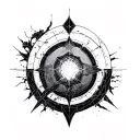 magic circle, mushoku tensei, futuristic, grungy, ancient, virtual, geometric tattoo design idea