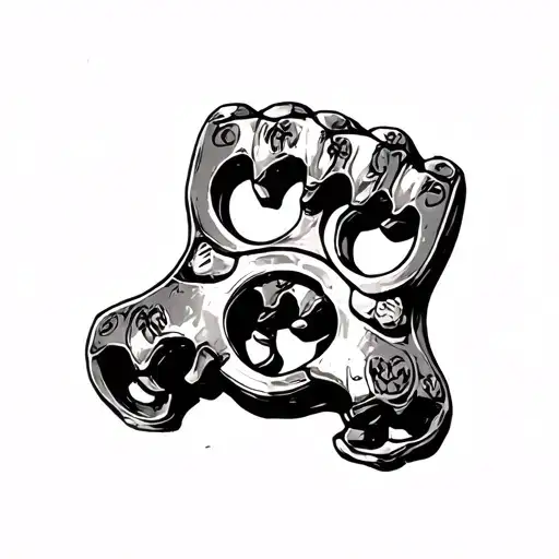 sketch of brass knuckles in Japanese style tattoo design idea