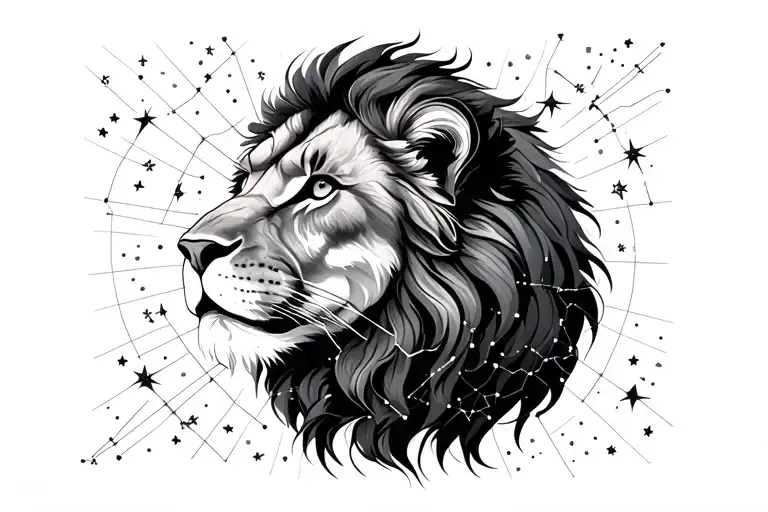 leo star constellation map tattoo design idea