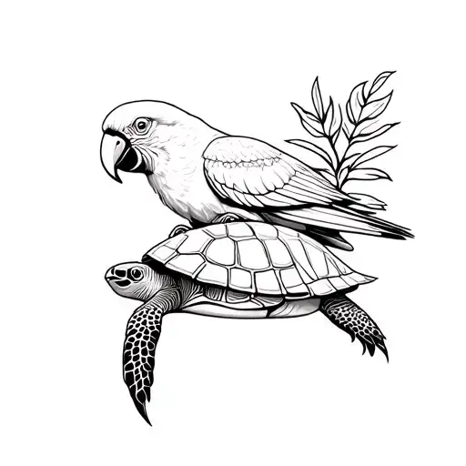 I require one that contains a macaw and a turtle in Costa Rica tattoo design idea
