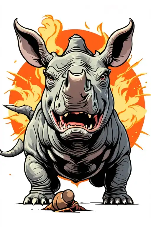 rhinoceros charging tattoo design idea