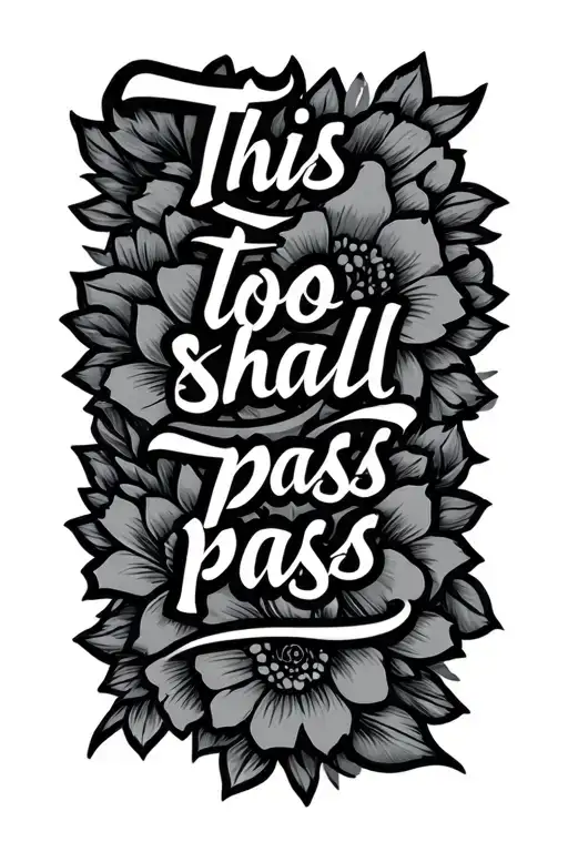 A qoute that says "This too shall pass" tattoo design idea