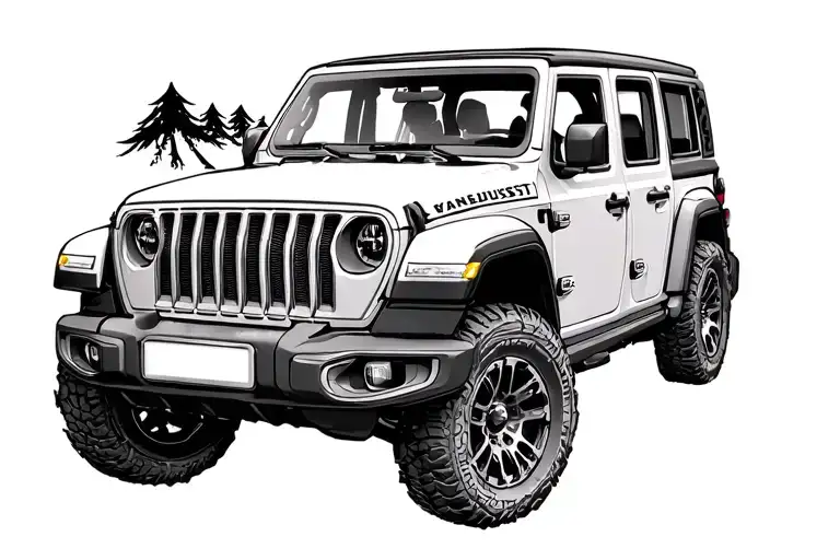 Wanderlust with Jeep Grille tattoo design idea