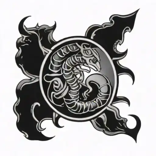 Scorpio And Pisces symbol intertwined tattoo design idea