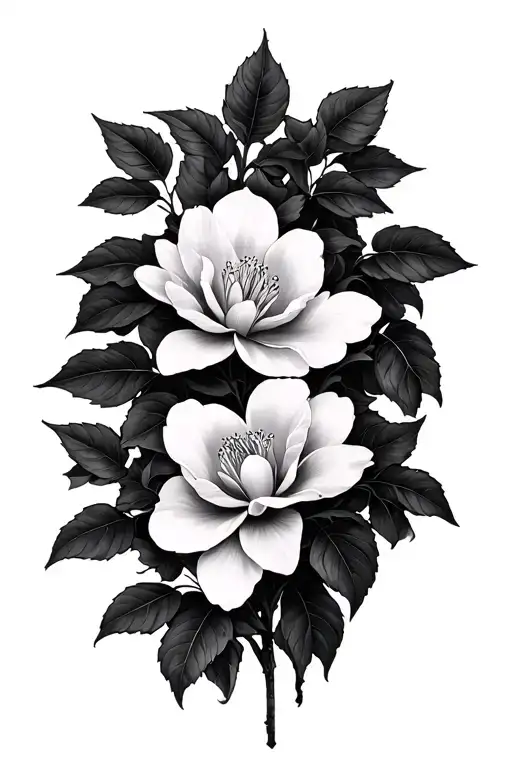 magnolias and creeping vines hanging tattoo design idea