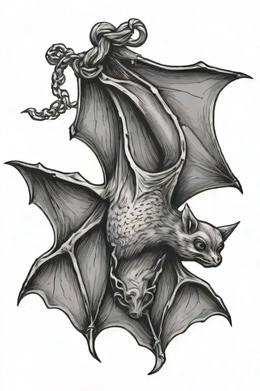 Bat hanging tattoo design idea