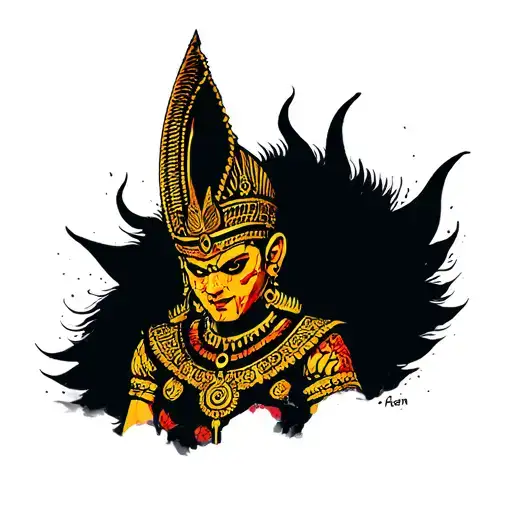golden Thai warrior tattoo design idea