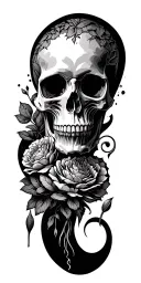 organic skull tattoo design idea