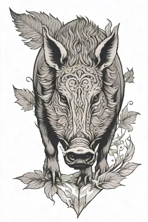 wild boar hog tattoo design idea