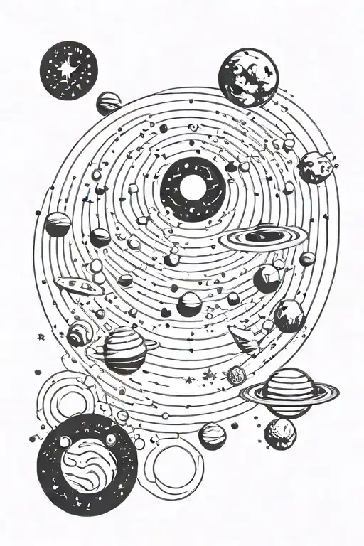 Galaxy themed solar system tattoo design idea