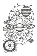 Galaxy themed solar system tattoo design idea