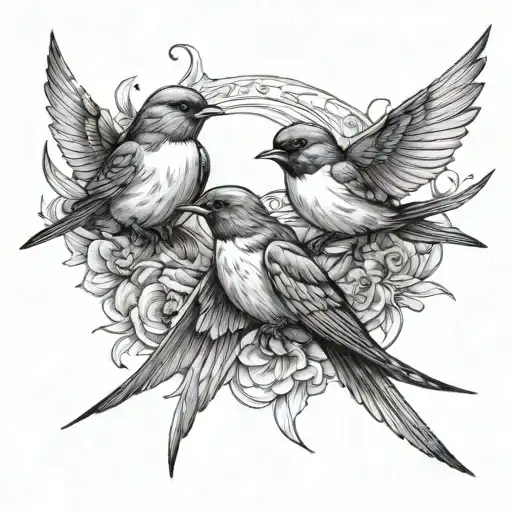 three swallows tattoo design idea