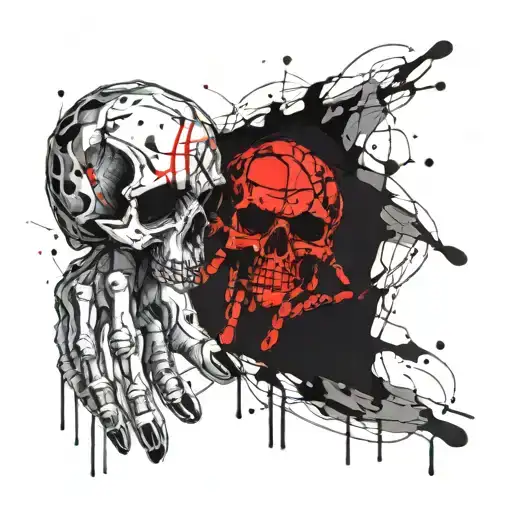 skull hands exchanging wedding rings tattoo design idea