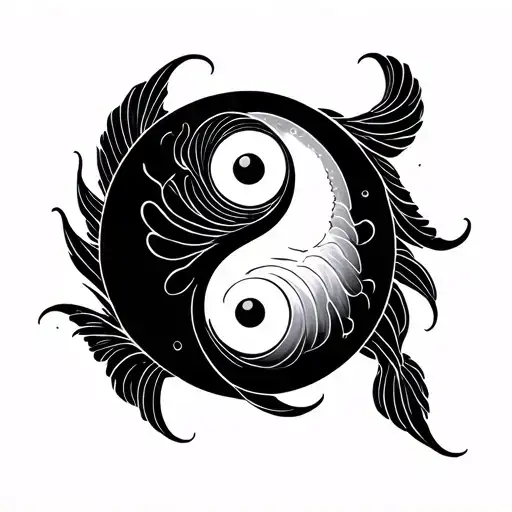 Pisces yin yang symbol negative color tattoo design idea