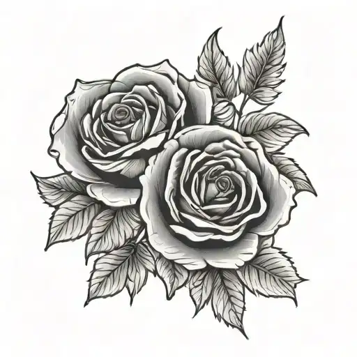 rose and poppy w evelyn and Violet one flower tattoo design idea