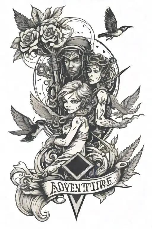 human adventure, respect, love and the future tattoo design idea