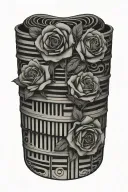 piano keys wrapping with roses tattoo design idea