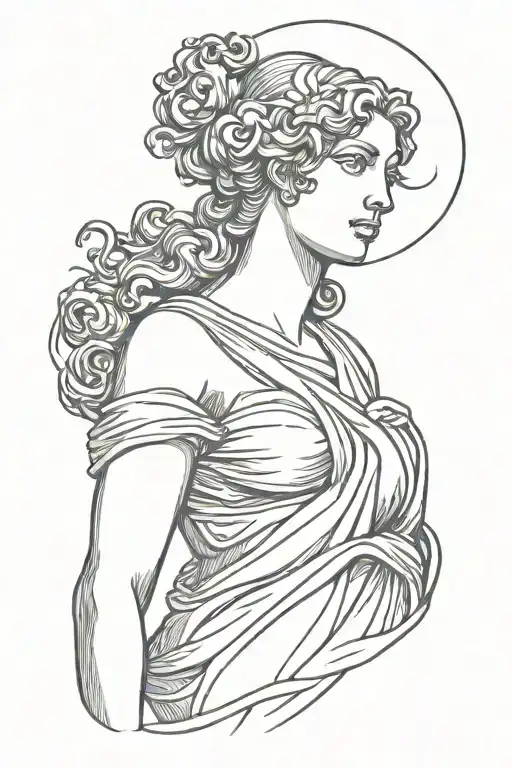 venus de milo painting in a fine line realistic minimalistic tattoo style tattoo design idea